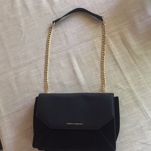 Elegant black leather and suede Vince Camuto purse